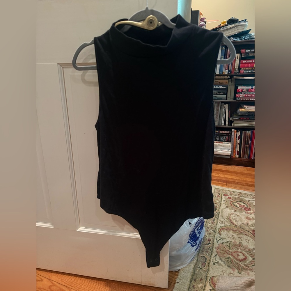 Banana Republic Black Sleeveless Mock Neck Bodysuit